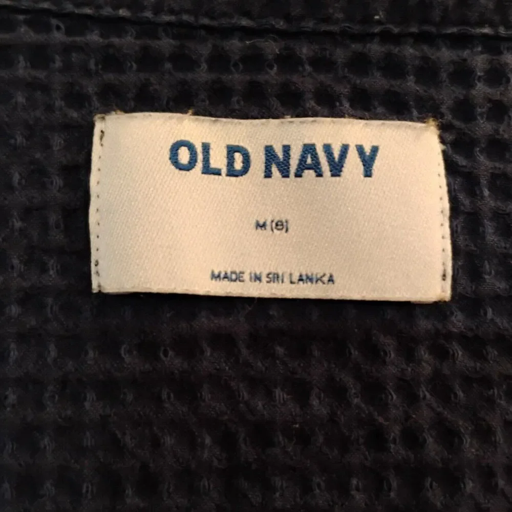Old Navy Boys Indigo Blue Waffle Weave Button Down Shirt Sz M